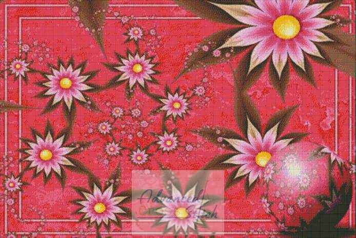 Birthday A red background with flowers on it, perfect for a birthday celebration.