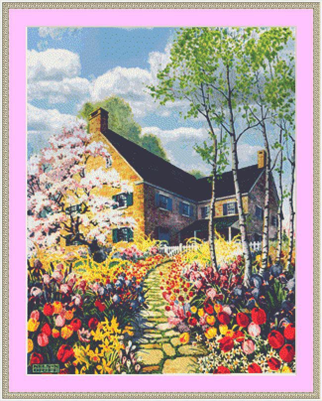 Home in Springtime Cross Stitch
