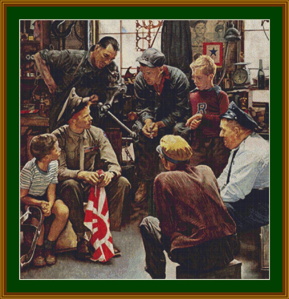Homecoming Marine Norman Rockwell Cross Stitch