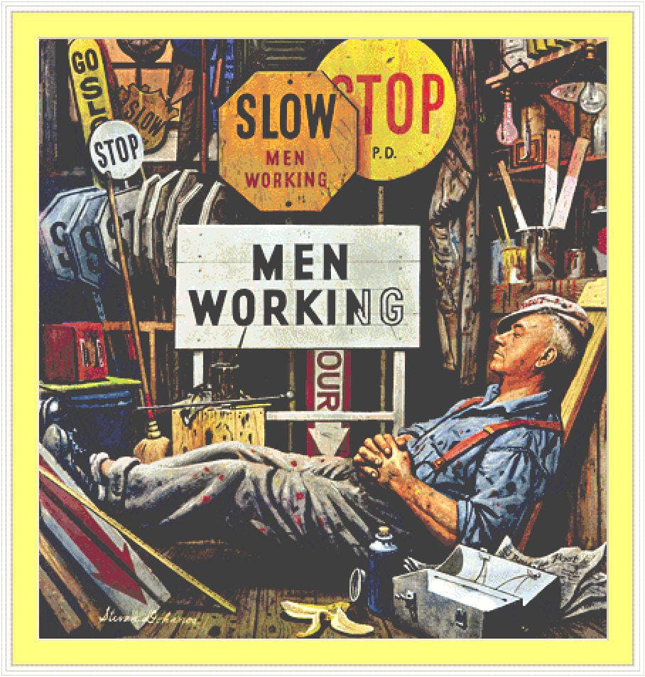 Men Working Cross Stitch Chart Men Working