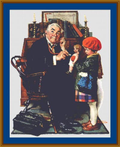 Norman Rockwell Doll Doctor Cross Stitch