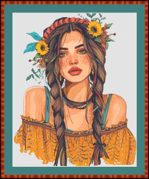 flower boho girl mockup