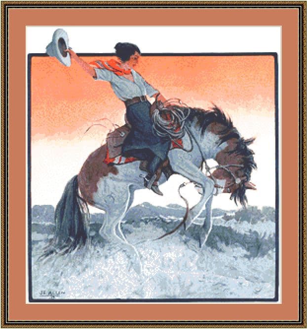 Bucking Bronco Cross Stitch Chart