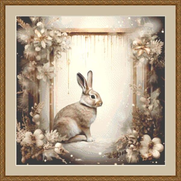 White floral rabbit mockup