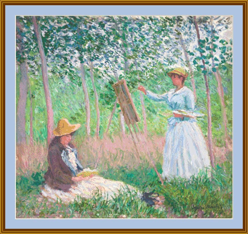 Lady Painting by Monet Cross Stitch Pattern