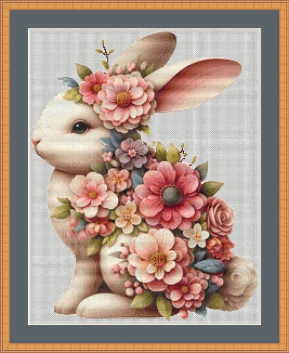 Pastel floral rabbit mockup