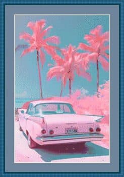 Pink cadillac mockup