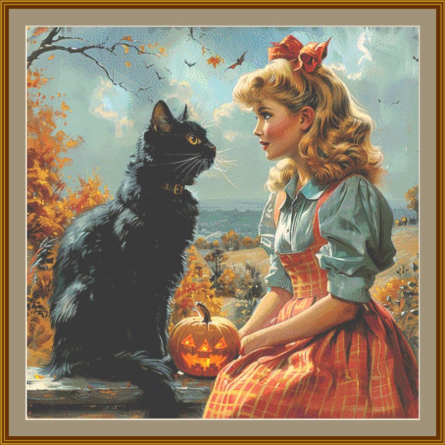 Black Cat Magic Cross Stitch Chart