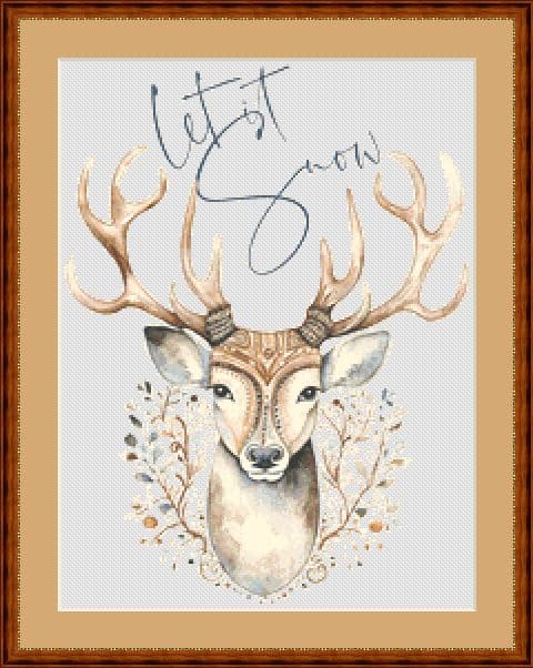 Let it Snow Buck Cross Stitch Chart