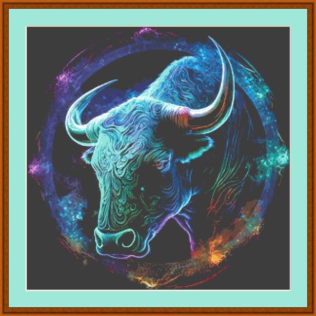 Taurus Dark Fabric Cross Stitch Design