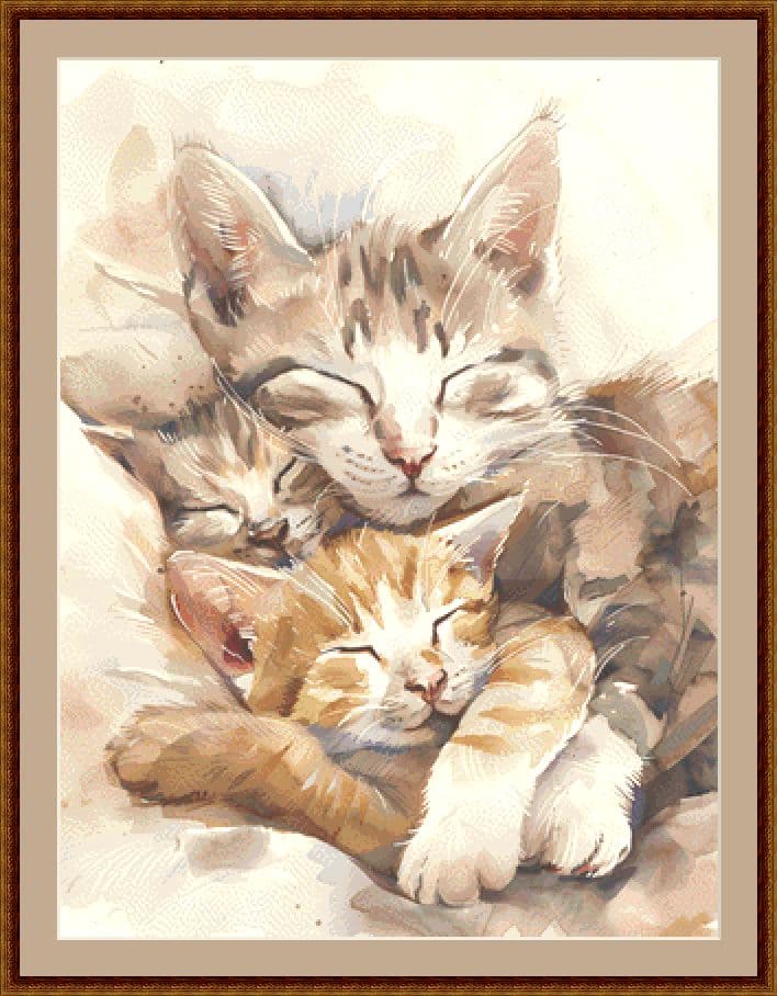 Cat Family Cross Stitch Chart