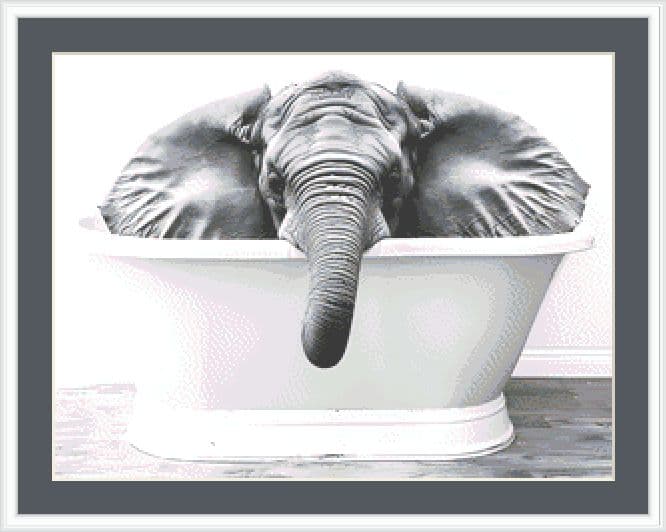 Elephant Tub Cross Stitch Pattern